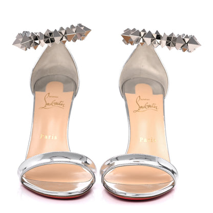 Christian Louboutin Specchio Calfskin Planetava 100 Spike Sandals 39.5 Silver 2 of 11