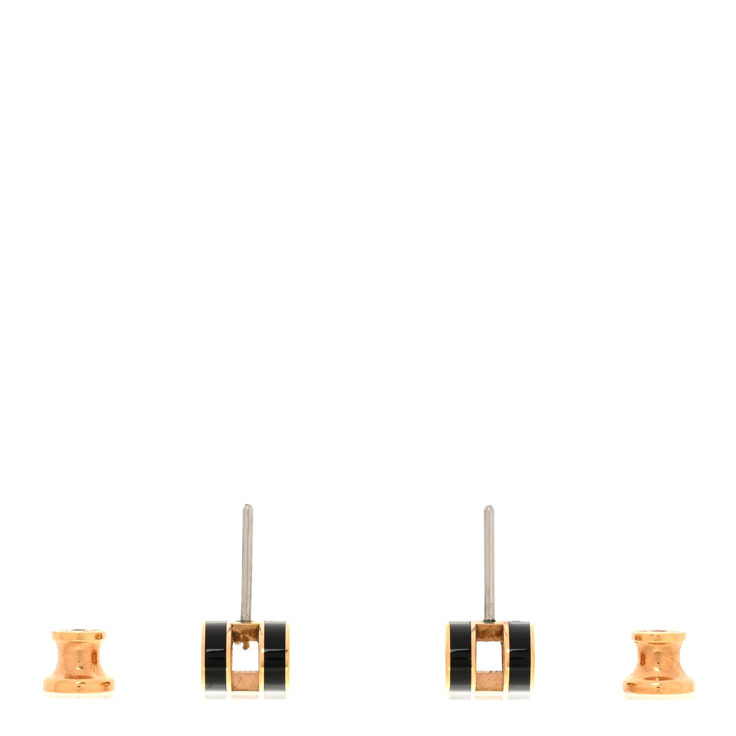 Rose Gold Lacquered Mini Pop H Earrings Black