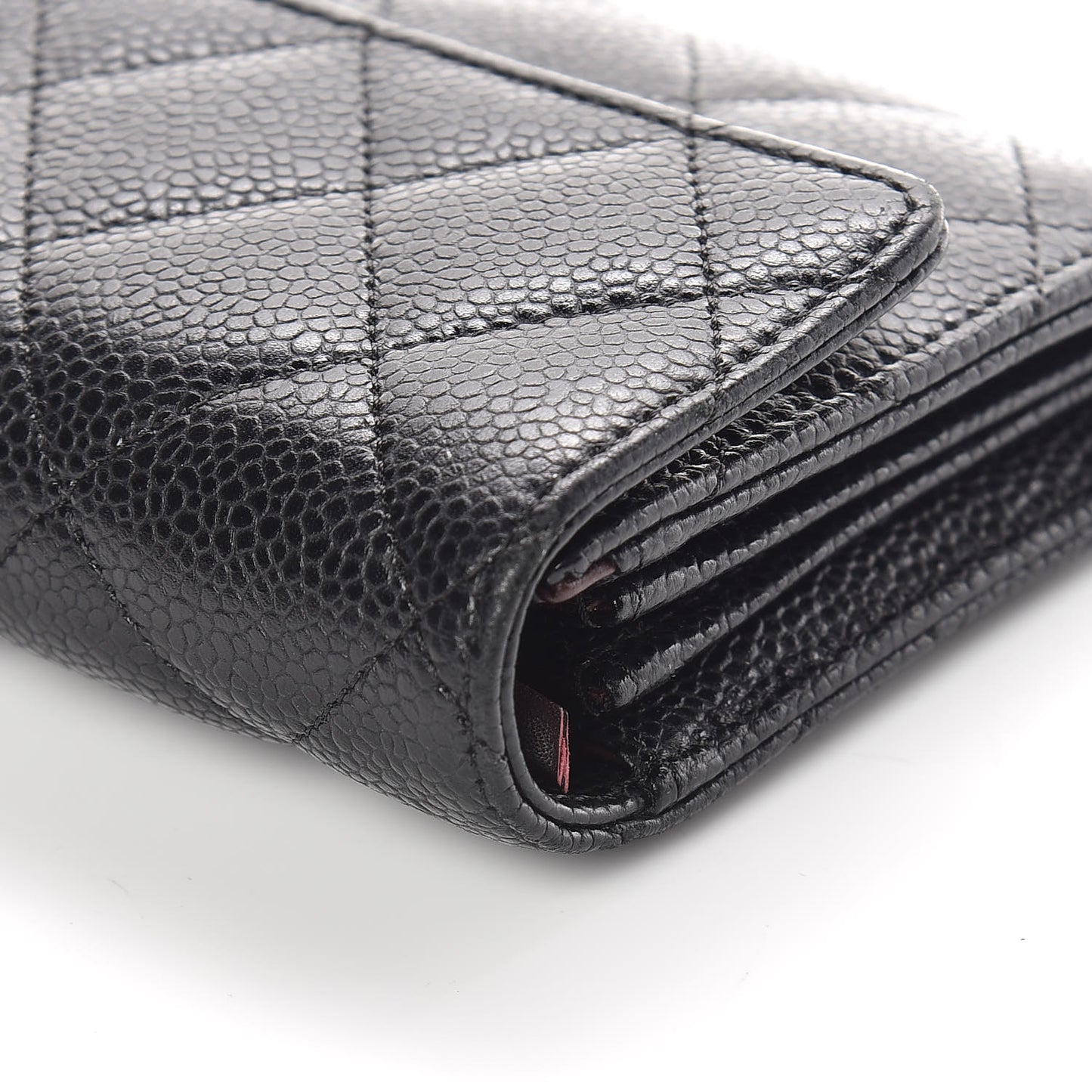 Caviar Quilted Large Gusset Flap Wallet Black