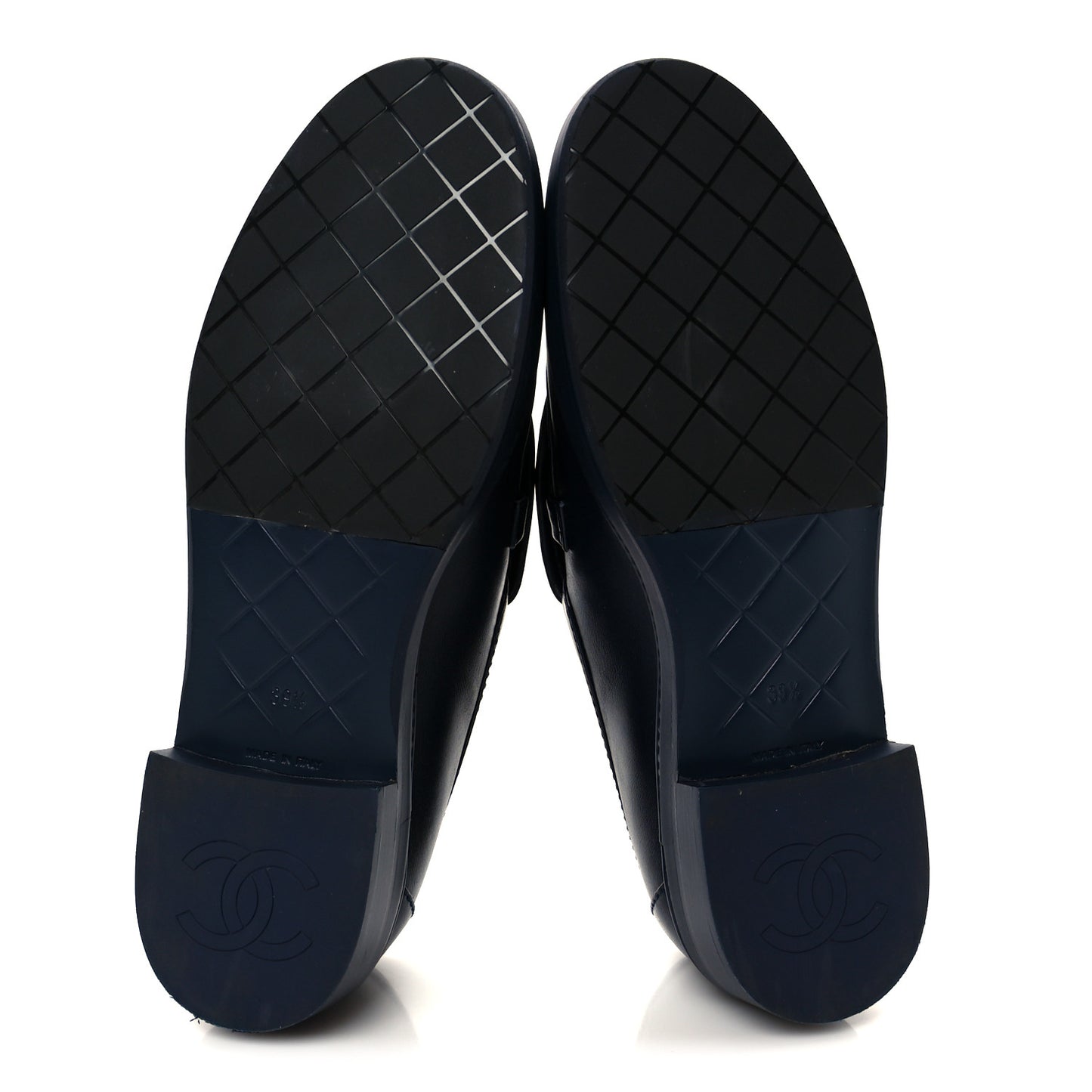 Lambskin Quilted CC Turnlock Loafers 39.5 Navy