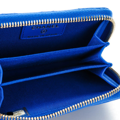 Chanel Lambskin Quilted Zip Around Coin Purse Wallet Blue 5 of 7