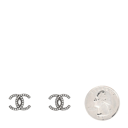 Chanel Ruthenium Crystal CC Earrings Silver 2 of 4