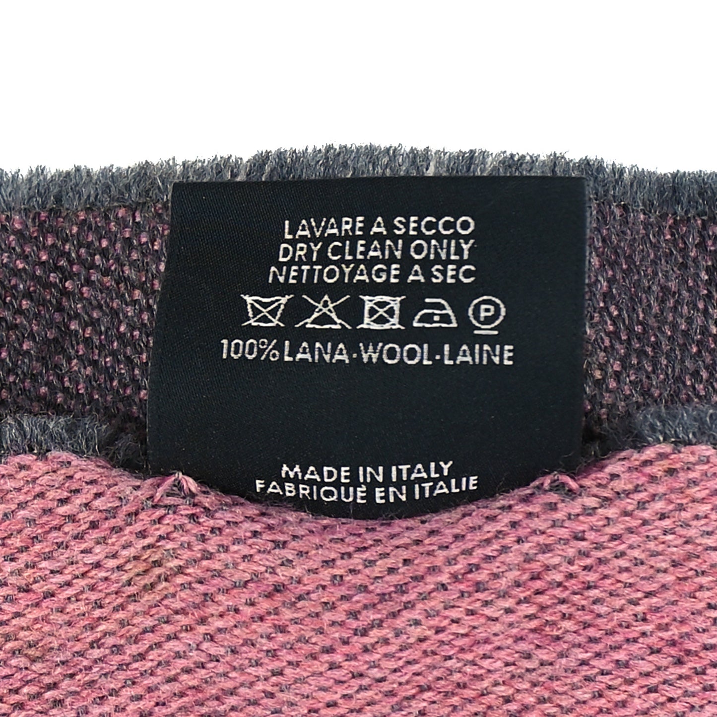 Wool Jacquard GG Monogram Sten Fringe Scarf Graphite Pink