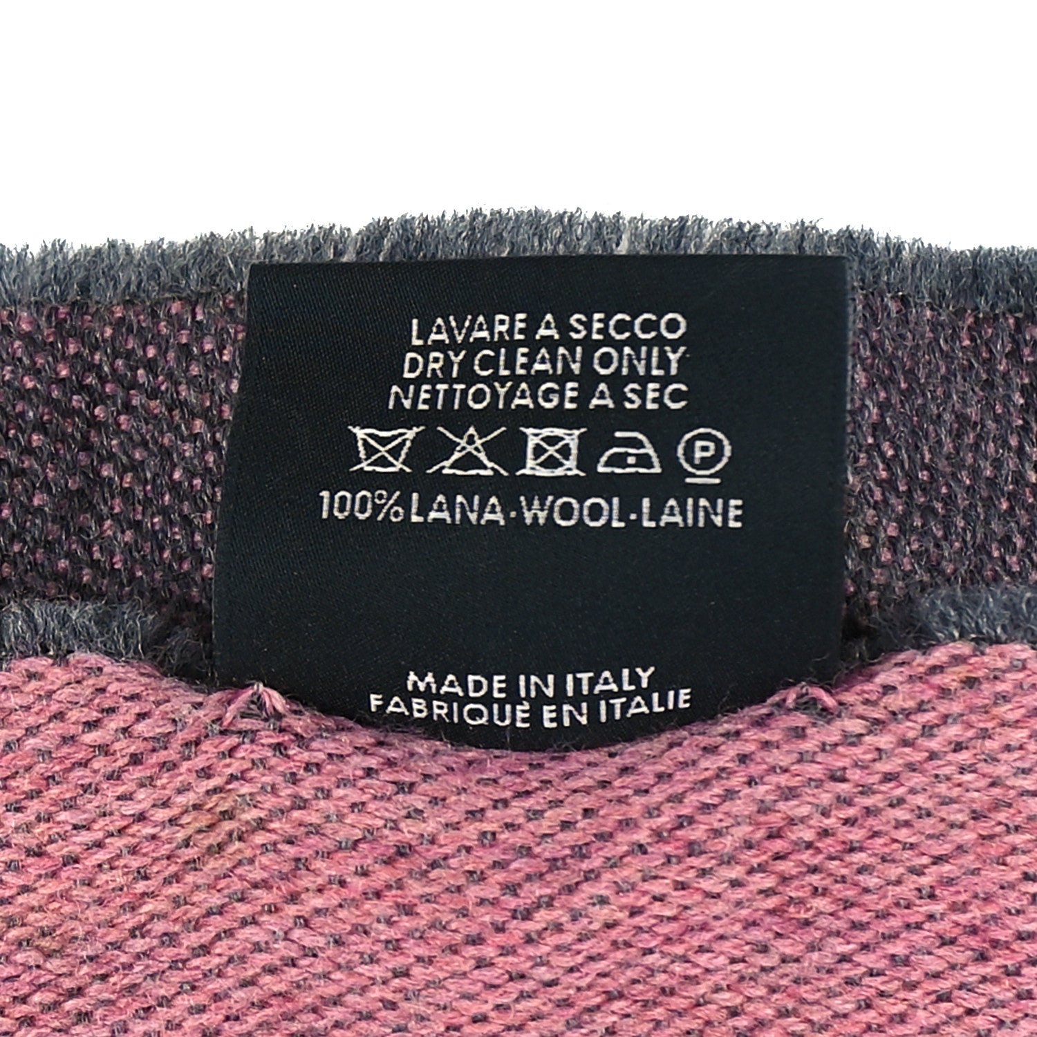 Gucci Wool Jacquard GG Monogram Sten Fringe Scarf Graphite Pink 4 of 7