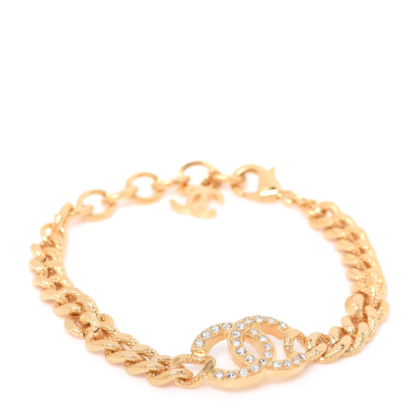 Crystal CC Chain Link Bracelet Gold