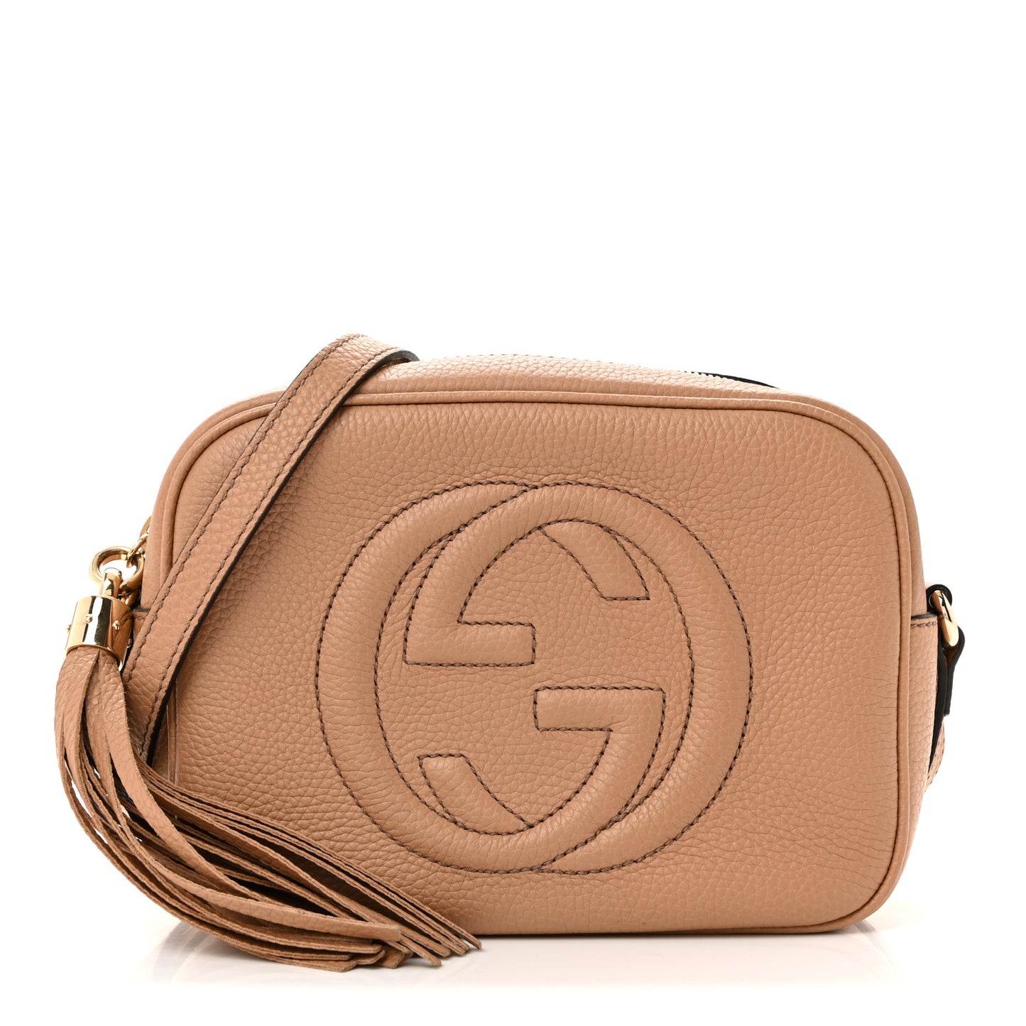 Pebbled Calfskin Small Soho Disco Bag Camelia
