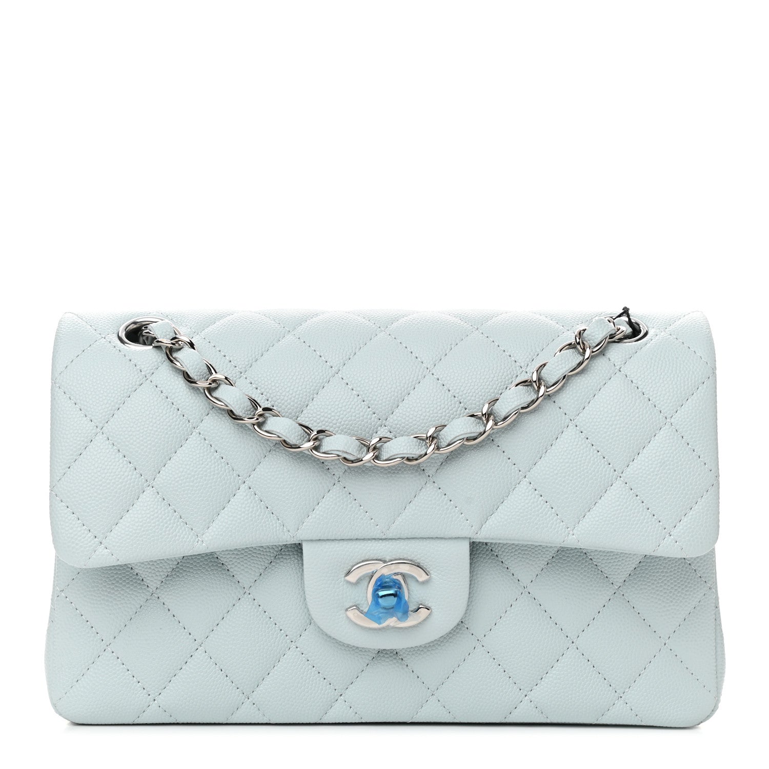 Chanel Caviar Quilted Small Double Flap Light Blue 1 of 10