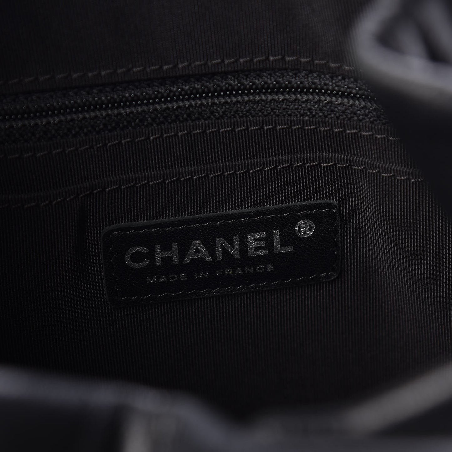 Deerskin Chevron Large CC Chain Bucket Drawstring Bag Black