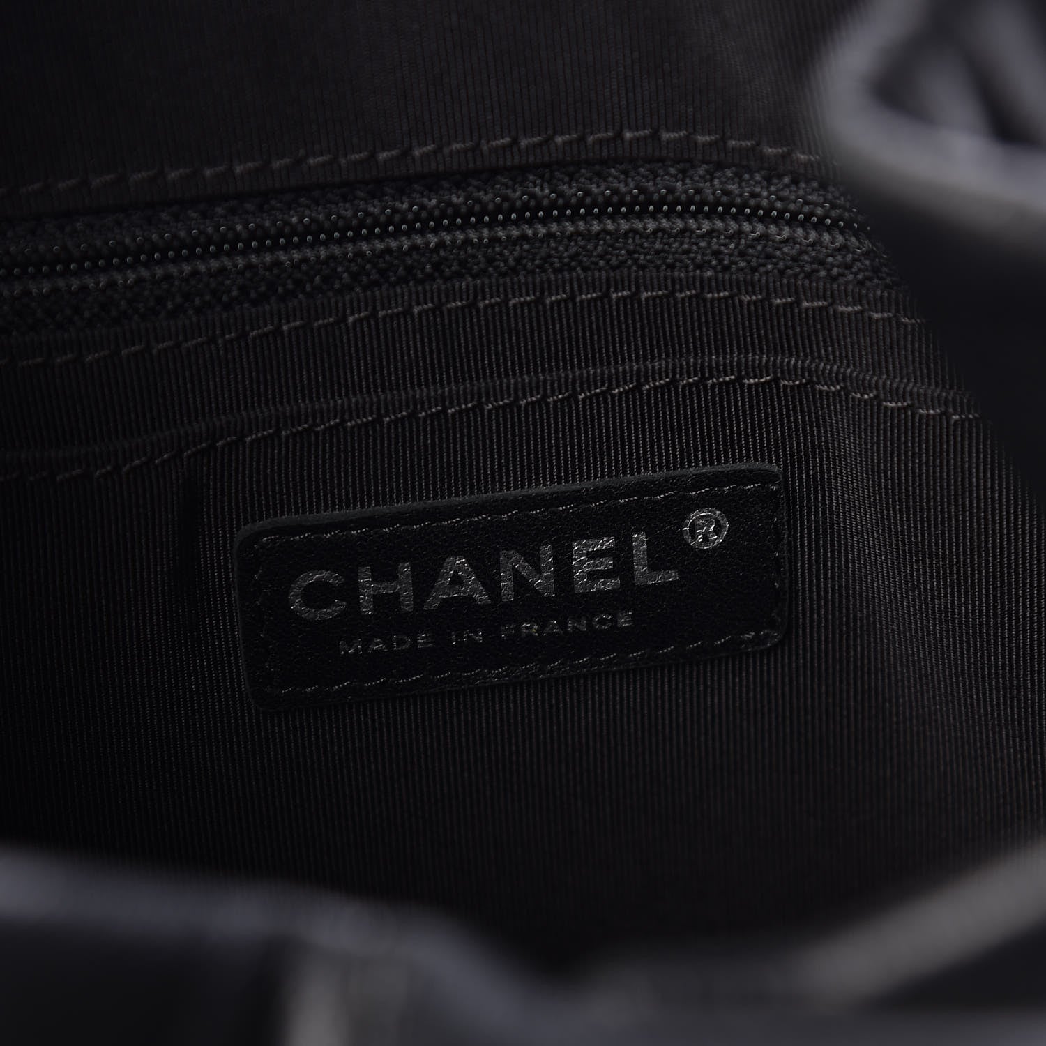 Chanel Deerskin Chevron Large CC Chain Bucket Drawstring Bag Black 6 of 10