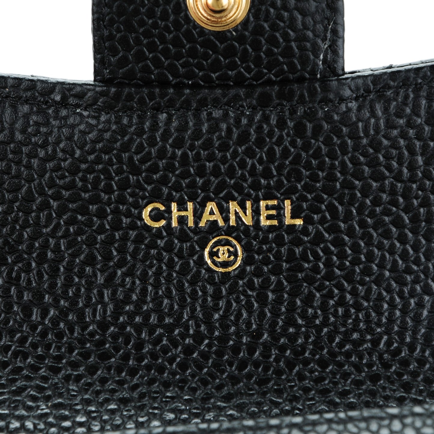 Caviar Quilted Flap Card Holder Black