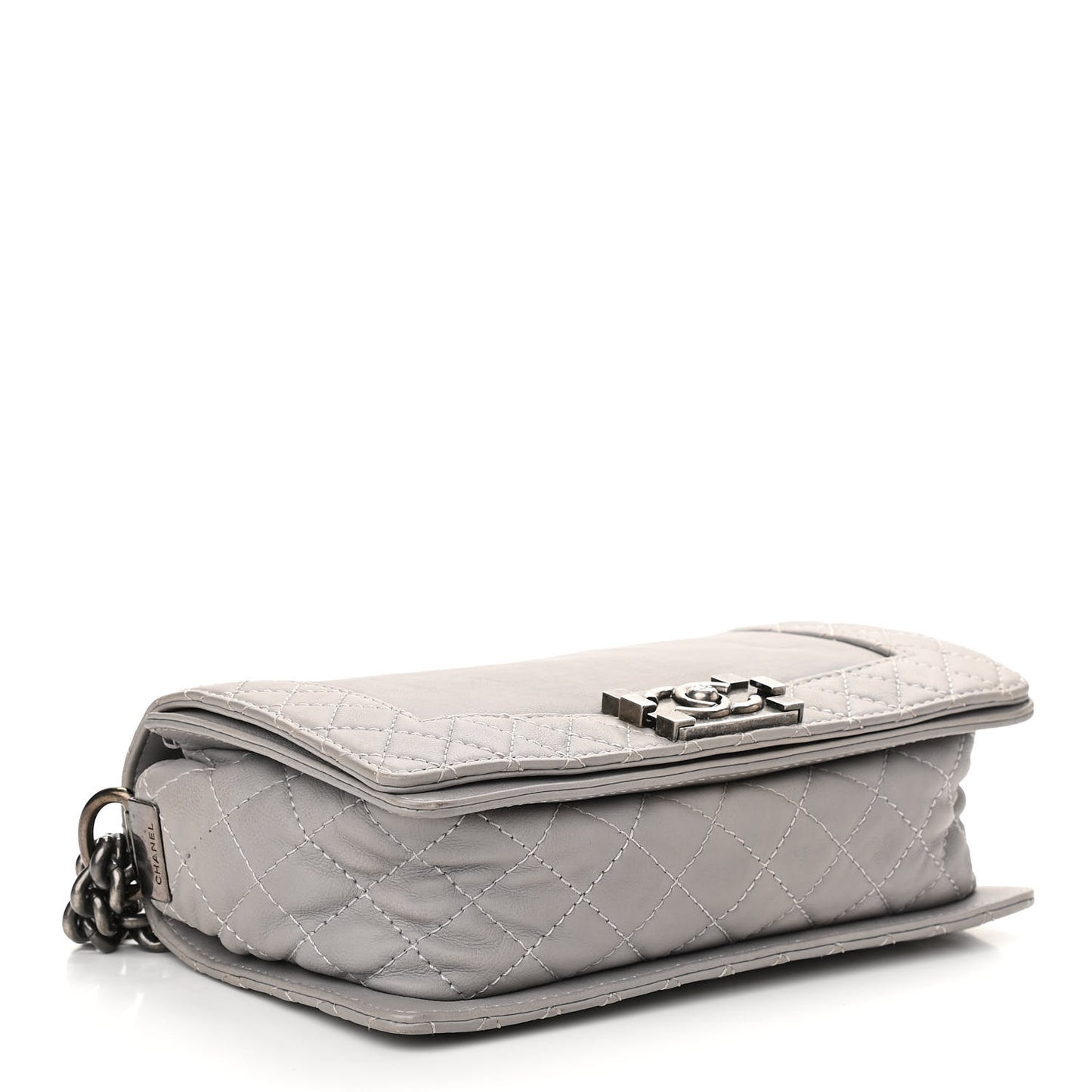 Calfskin Medium Boy Reverso Flap Light Grey