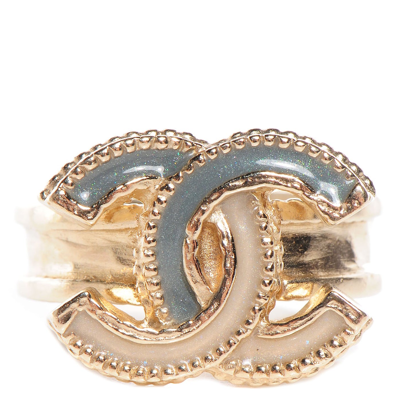 Glitter Enamel CC Ring Grey Gold 6