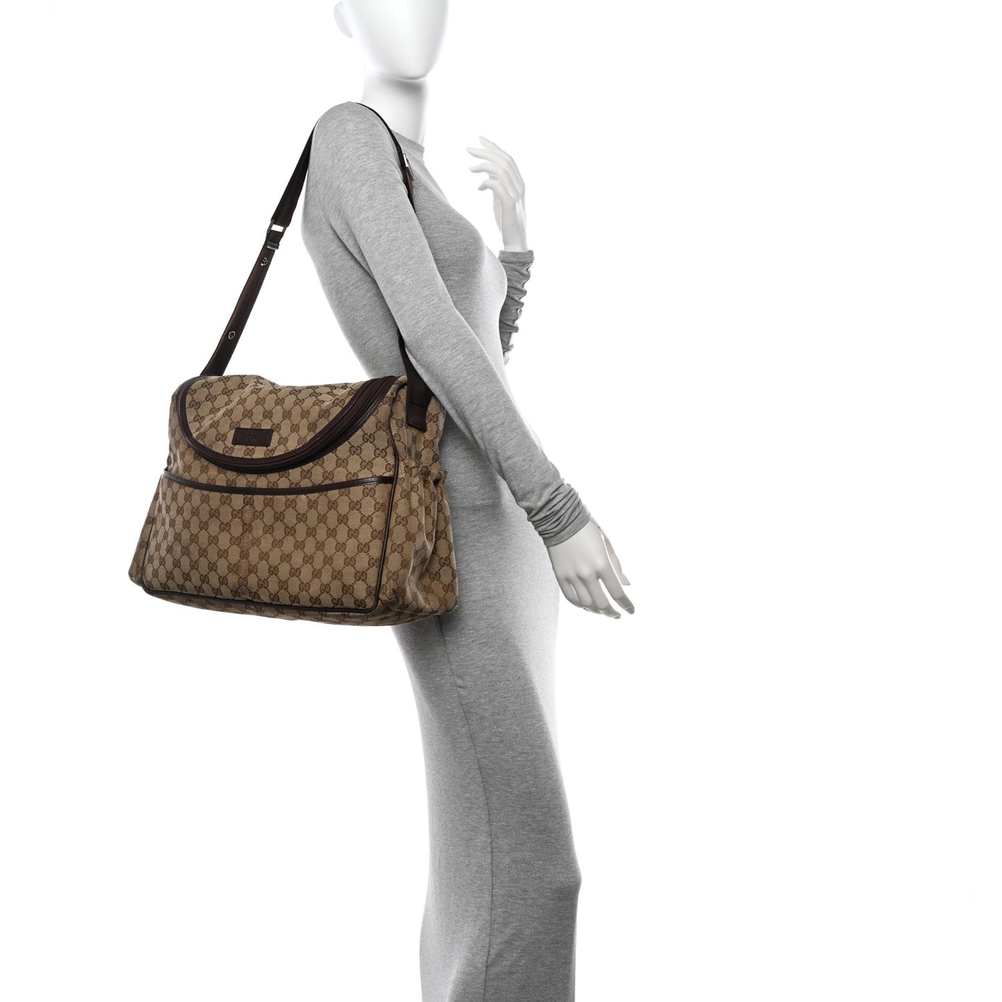 Monogram Natural Pigskin Large Diaper Bag Beige Ebony Cocoa Dark Chocolate