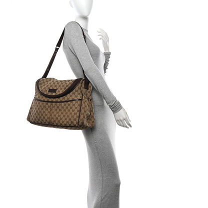 Gucci Monogram Natural Pigskin Large Diaper Bag Beige Ebony Cocoa Dark Chocolate 2 of 14
