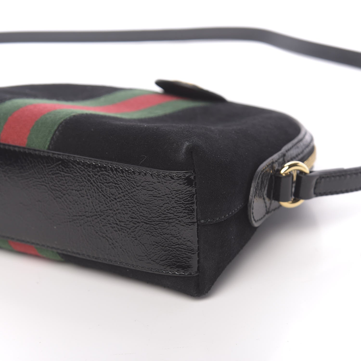 Gucci Suede Patent Web GG Small Ophidia Dome Shoulder Bag Black 9 of 9