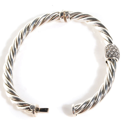 David Yurman Sterling Silver Pave Diamond 6mm Cable Classics Bracelet 3 of 5