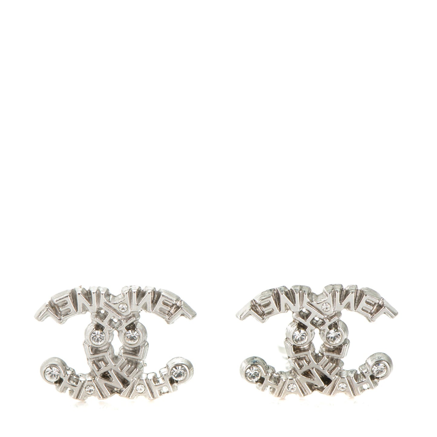 Crystal CC Clip On Earrings Silver