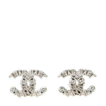 Chanel Crystal CC Clip On Earrings Silver 1 of 4
