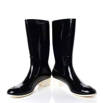 Chanel Rubber Camellia Rain Boots 42 Black 5 of 18