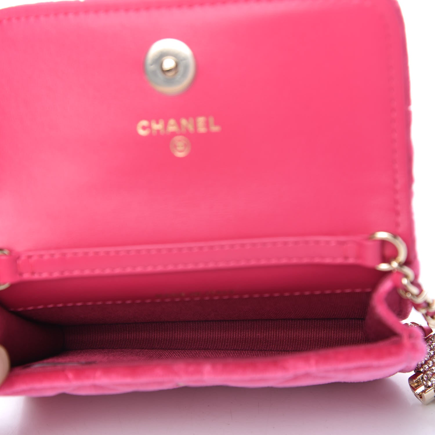 Chanel Velvet Quilted Pearl Crush Flap With Chain Pink 5 of 11