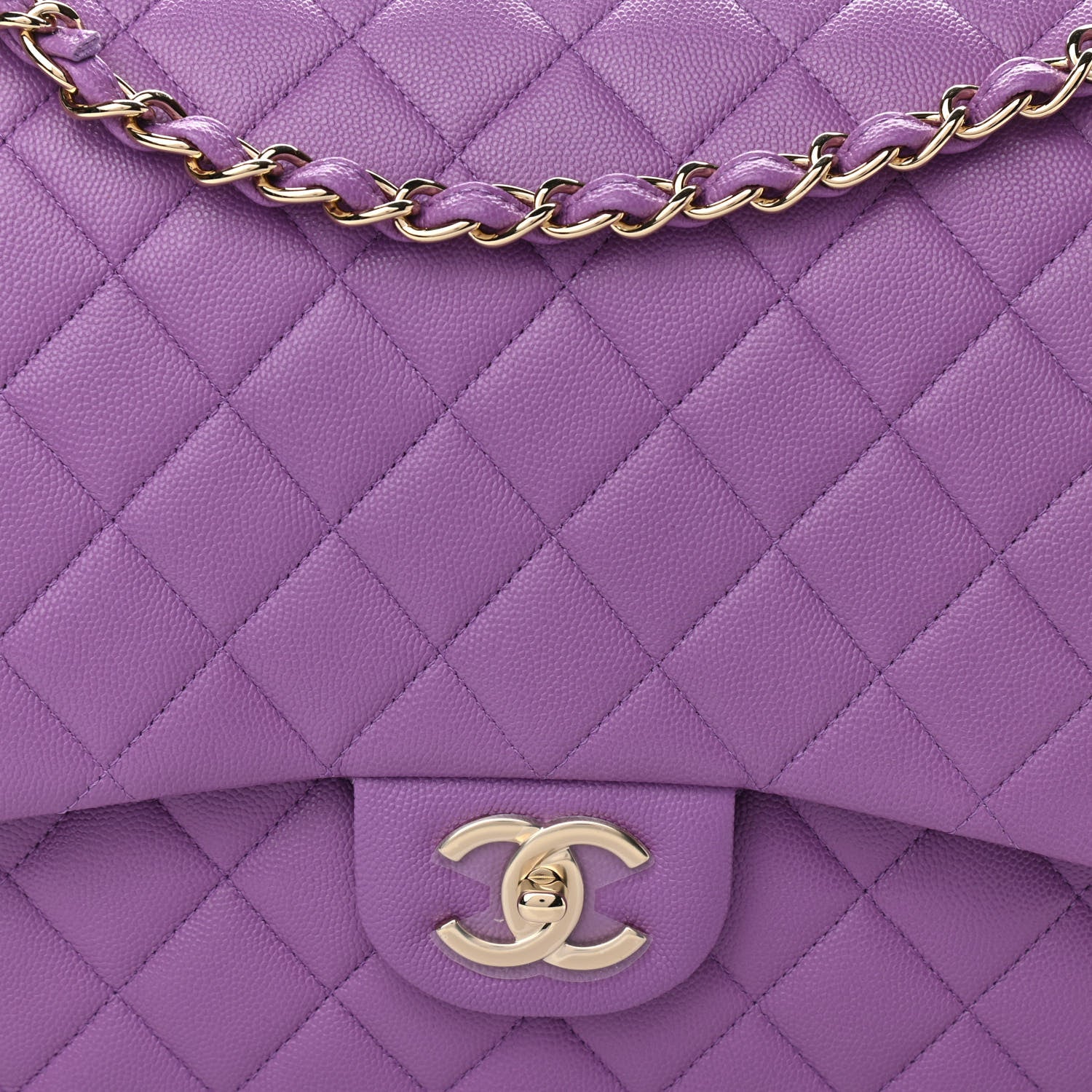 Chanel Caviar Quilted Maxi Double Flap Purple 8 of 10