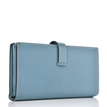 Hermes Epsom Bearn Gusset Wallet Blue Jean 3 of 8