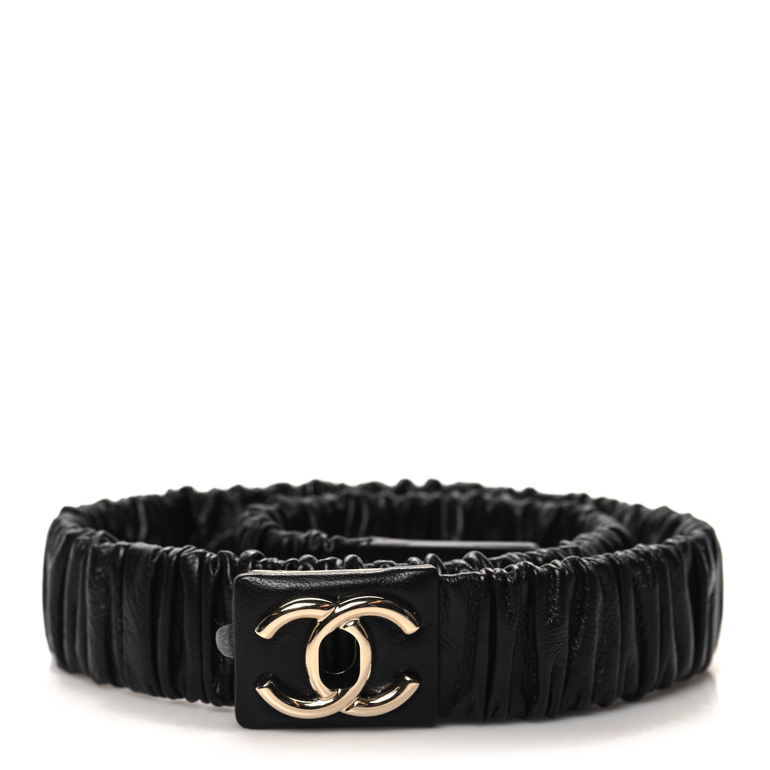 Chanel Lambskin Ruched Turn Lock CC Belt 70 28 Black 1 of 4