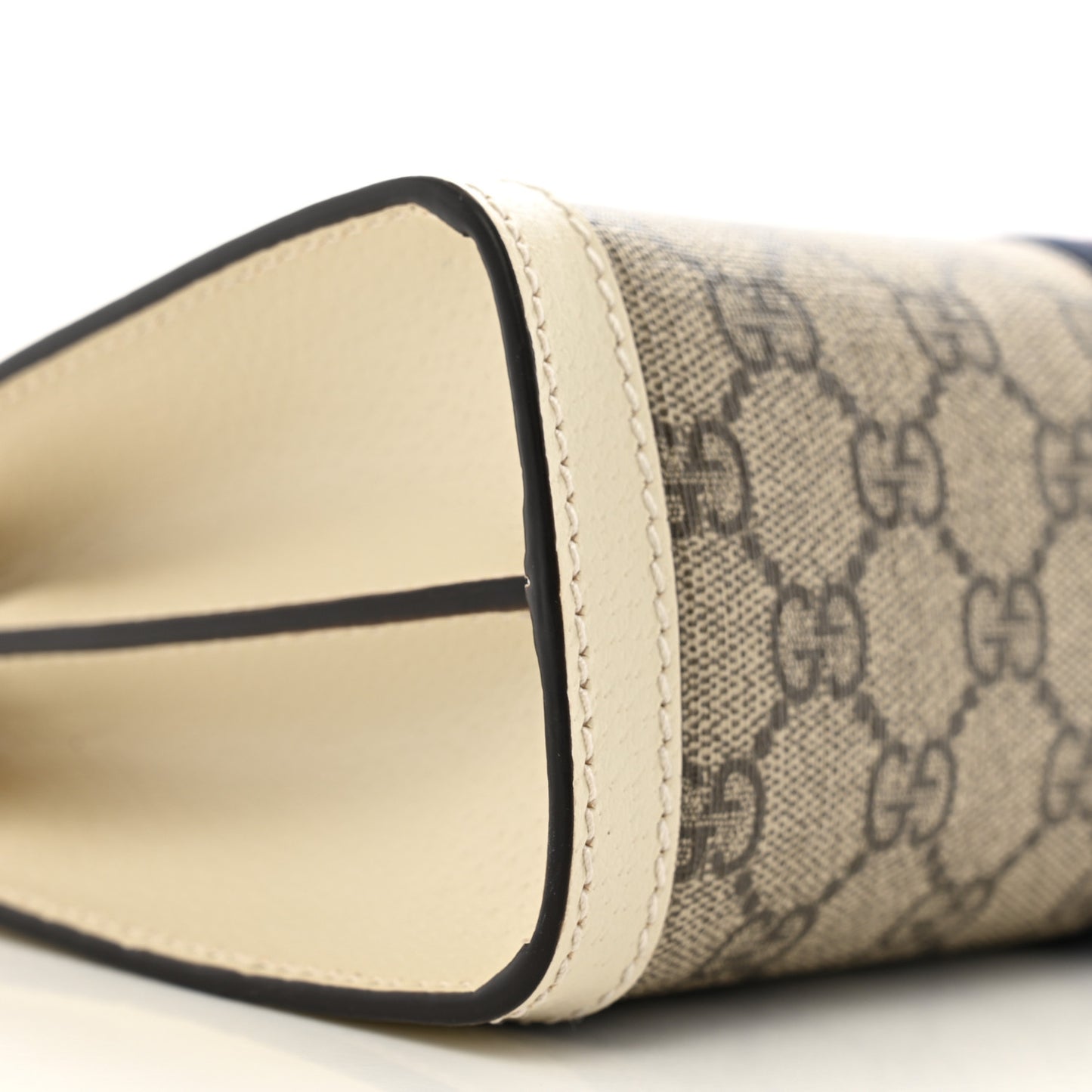 GG Supreme Monogram Textured Calfskin Web Small Ophidia Chain Shoulder Bag Beige Ebony Mystic White