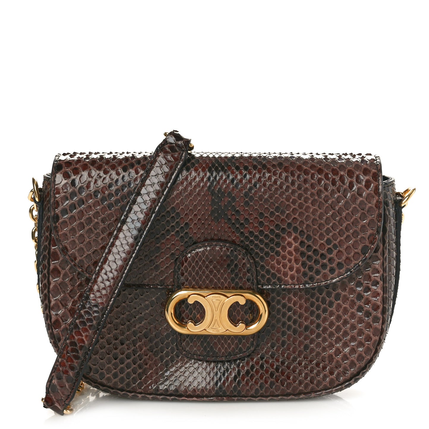 Snakeskin Medium Chain Maillon Triomphe Brown