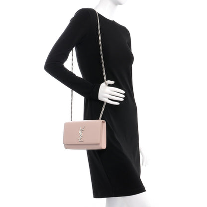 Saint Laurent Grain De Poudre Small Monogram Kate Satchel Marble Pink 2 of 8