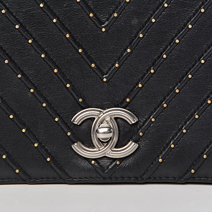 Chanel Calfskin Studded Chevron Quilted Flap Black 11 of 14