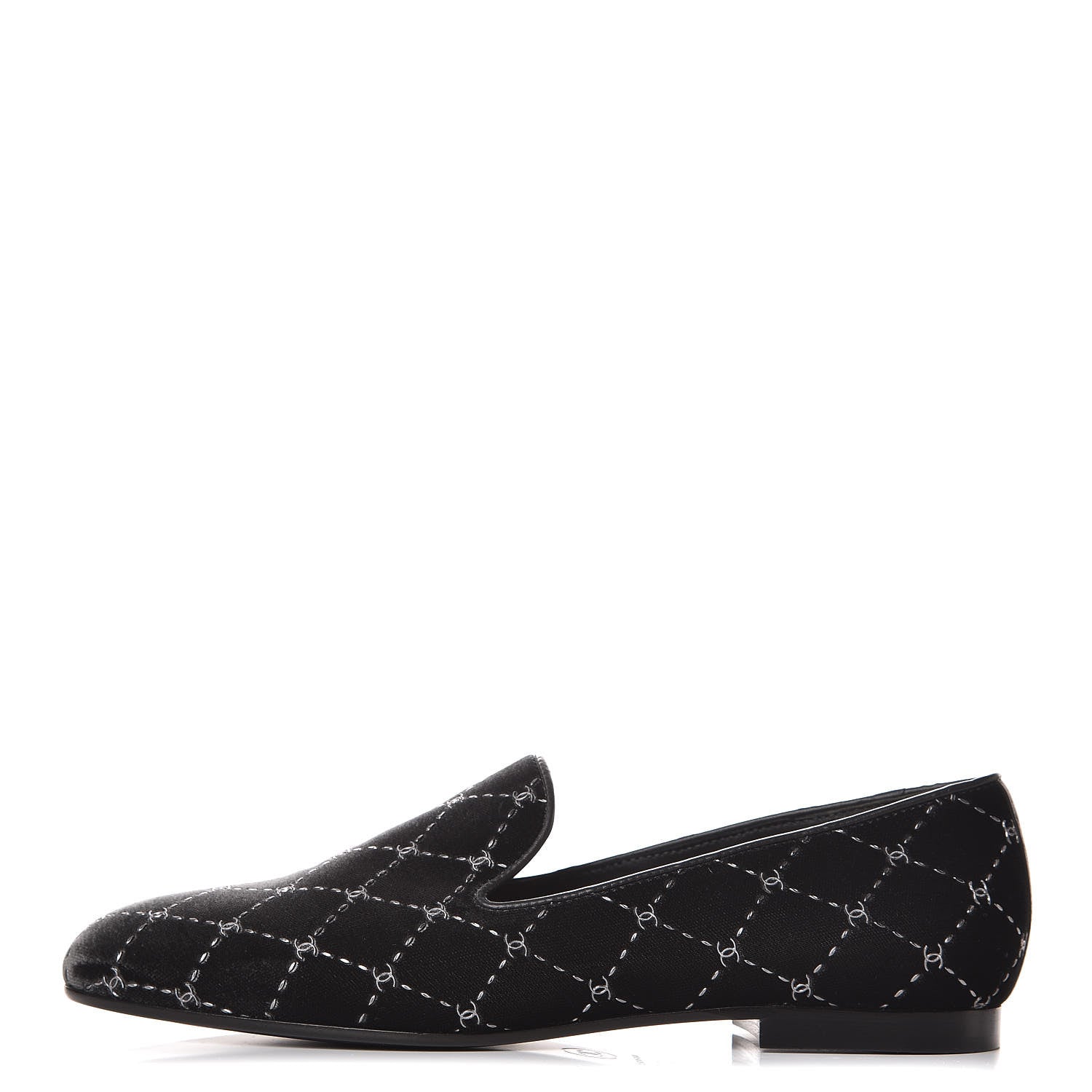 Chanel Velvet Moccasin Loafers 37 Grey 1 of 9