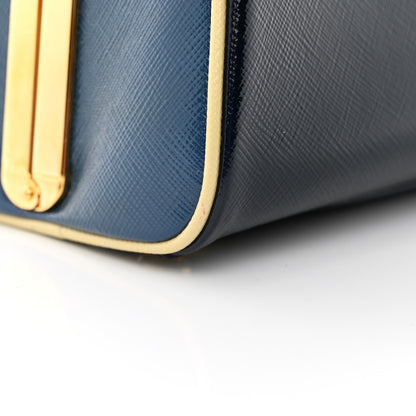 Prada Saffiano Vernice Pyramid Bag Black Bluette 12 of 14