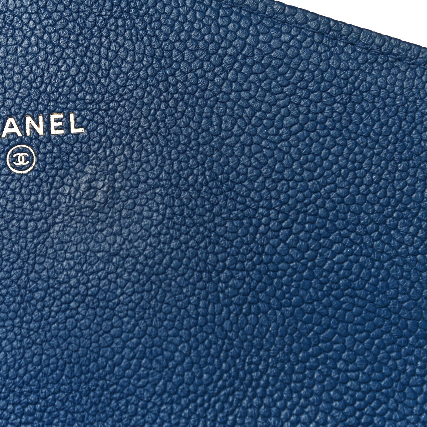 Grained Calfskin Quilted Cuba Square Wallet On Chain WOC Blue