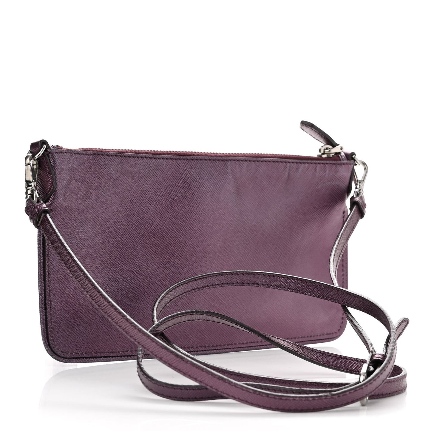 Metallic Saffiano Lux Crossbody Bag Mirtillo