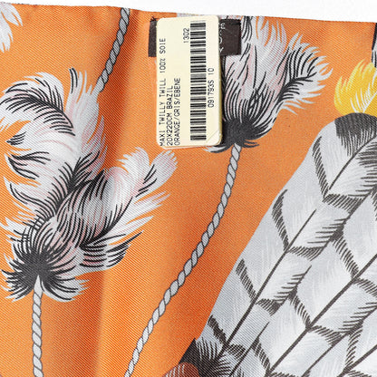 Hermes Silk Brazil Maxi Twilly Orange Gris Ebene 3 of 3