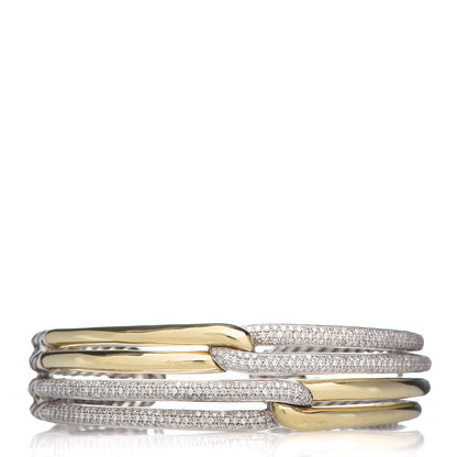David Yurman Sterling Silver 18K Yellow Gold Diamond Double-Loop Labyrinth Bracelet 1 of 6