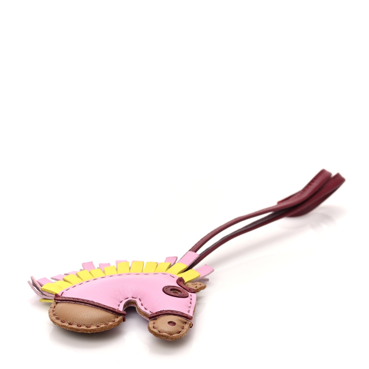 Hermes Milo Lambskin Geegee Camail Bag Charm Mauve Sylvestre Chai Lime Rouge Grenat 4 of 4