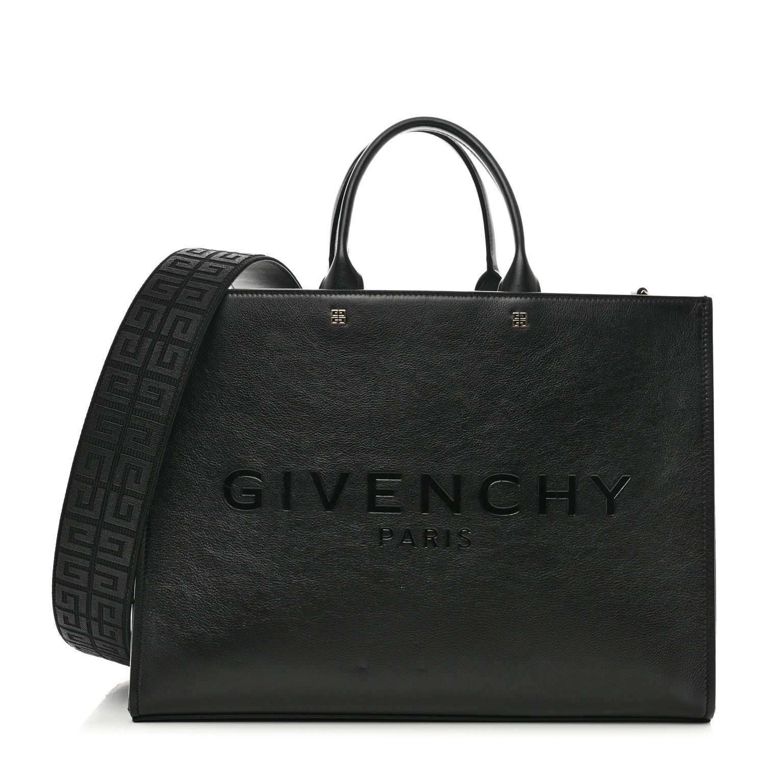 Givenchy Tumbled Calfskin Logo Embossed Medium G-Tote Black 1 of 9