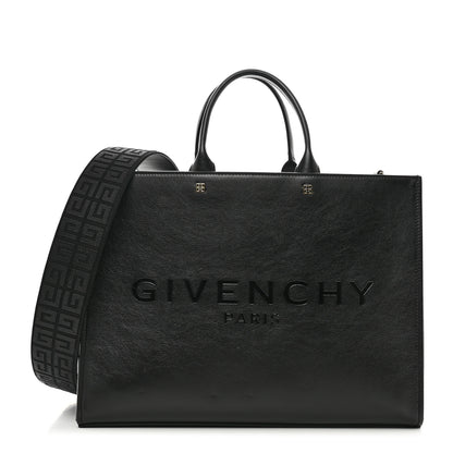 Givenchy Tumbled Calfskin Logo Embossed Medium G-Tote Black 1 of 9