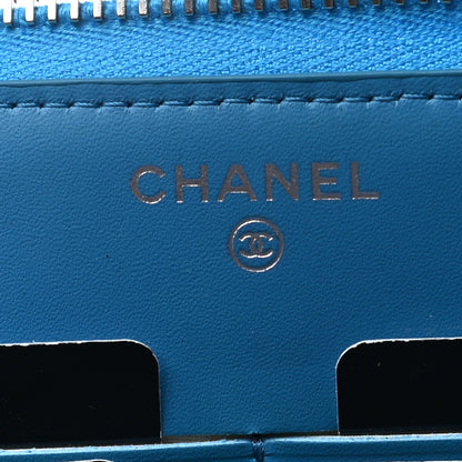 Chanel Patent Quilted Travel Case Blue 6 of 7