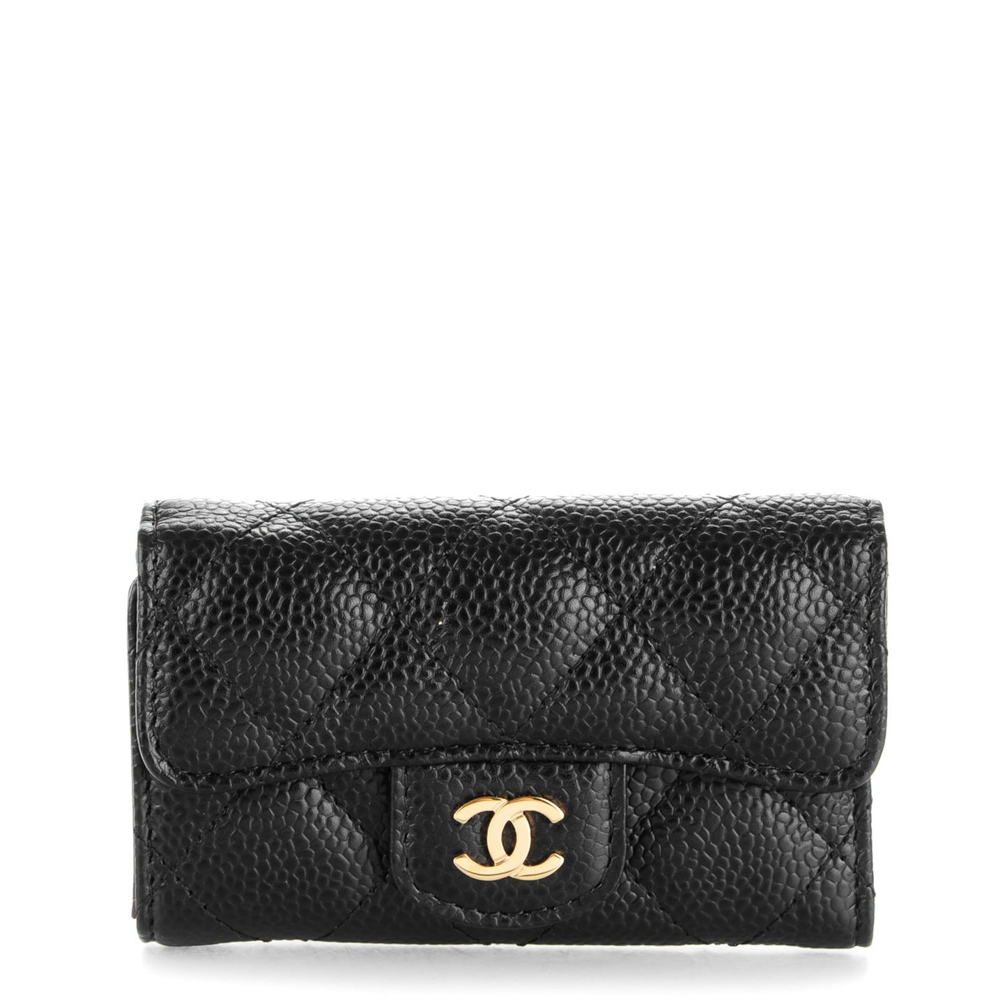 Caviar Quilted 6 Key Holder Black