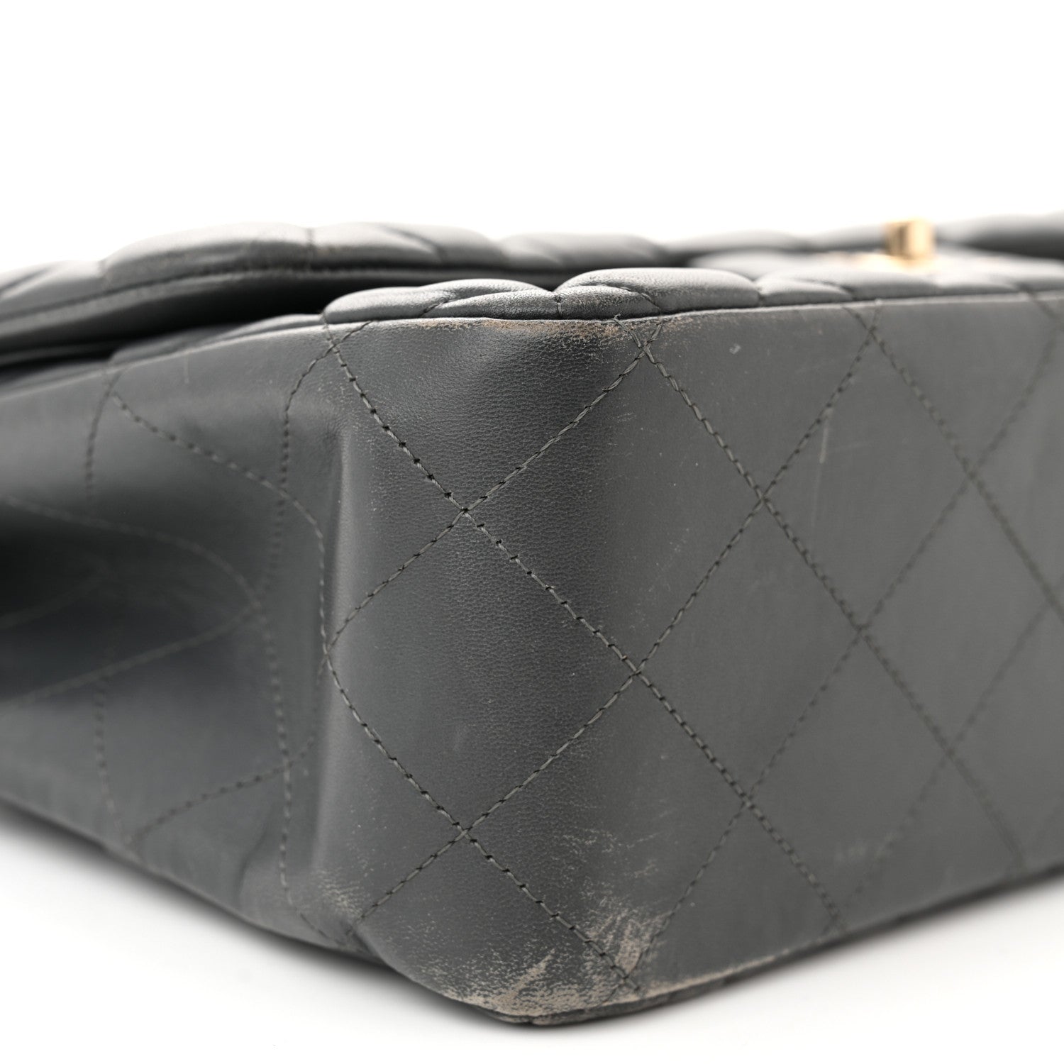 Chanel Lambskin Quilted Jumbo Double Flap Dark Grey 9 of 16