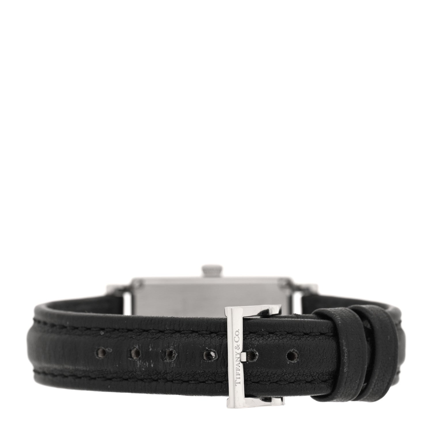 Tiffany Stainless Steel Calfskin Diamond 19mm Gallery Quartz Watch Black 3 of 4