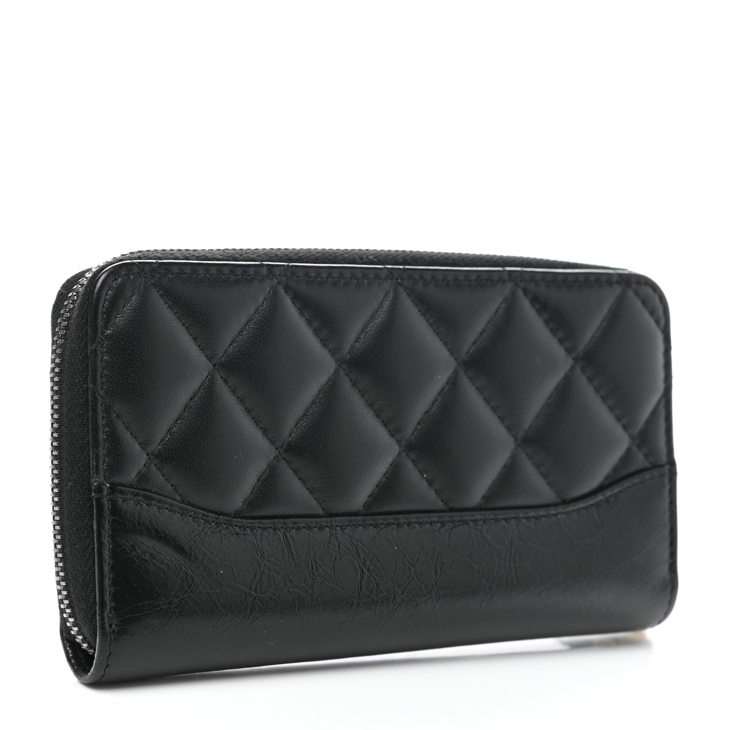 Chanel Aged Calfskin Quilted Small Gabrielle Zip Around Wallet Black 3 of 9
