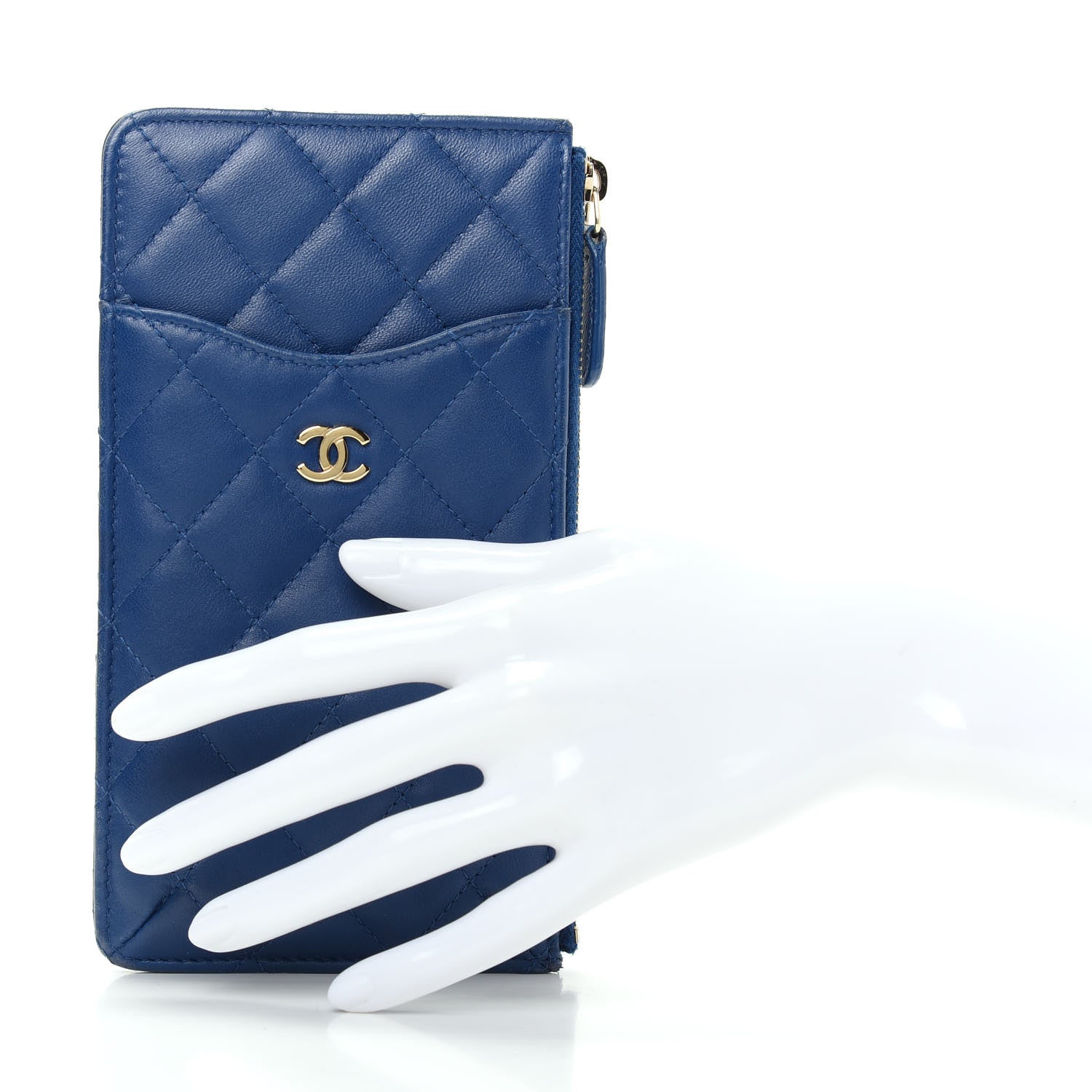 Chanel Lambskin Quilted Classic Flat Wallet Pouch Blue 2 of 8