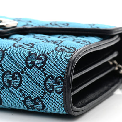Gucci Monogram Multicolor Matelasse Diagonal GG Marmont Chain Wallet Light Blue 10 of 10