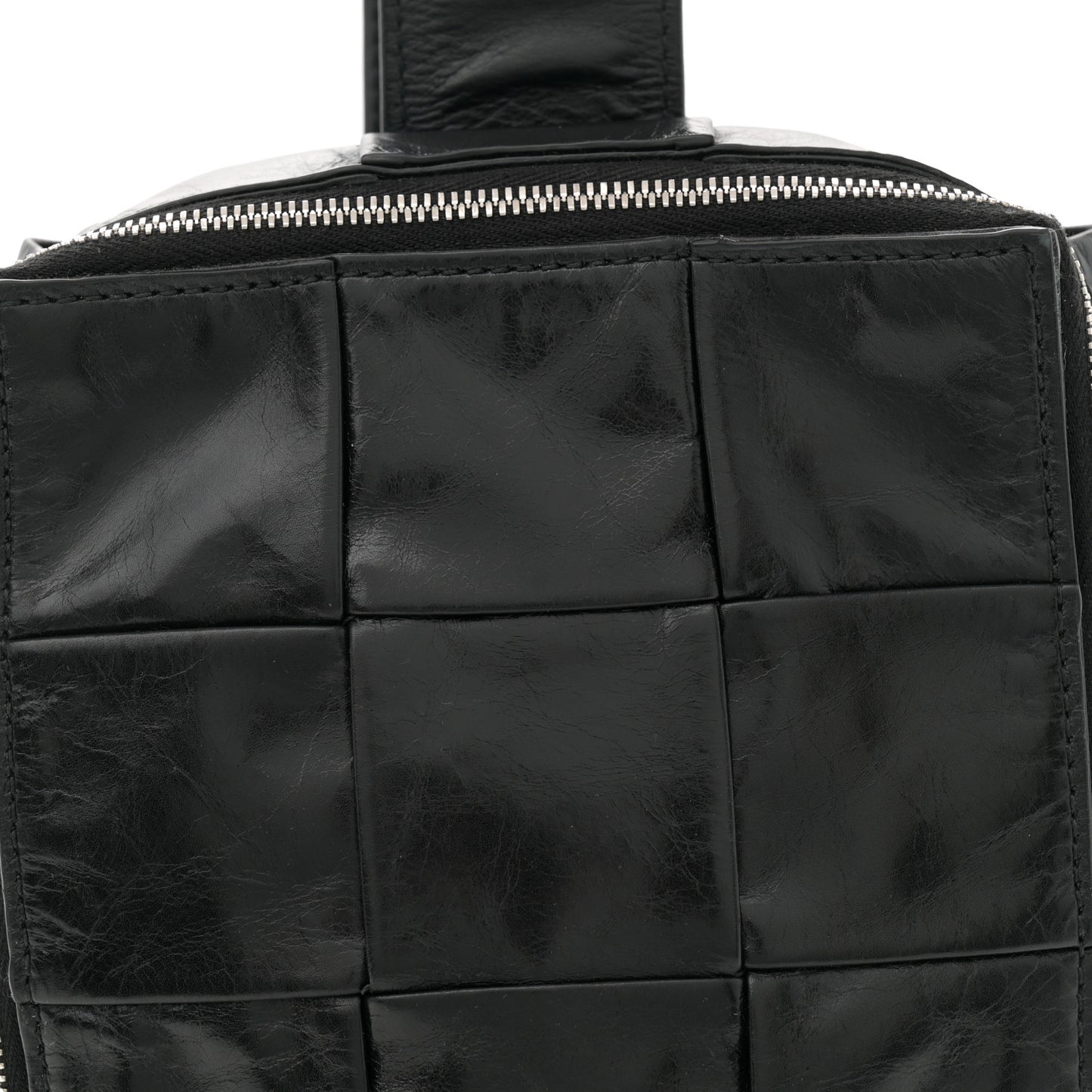 Paper Calfskin Intreccio Mini Cassette Sling Bag Black