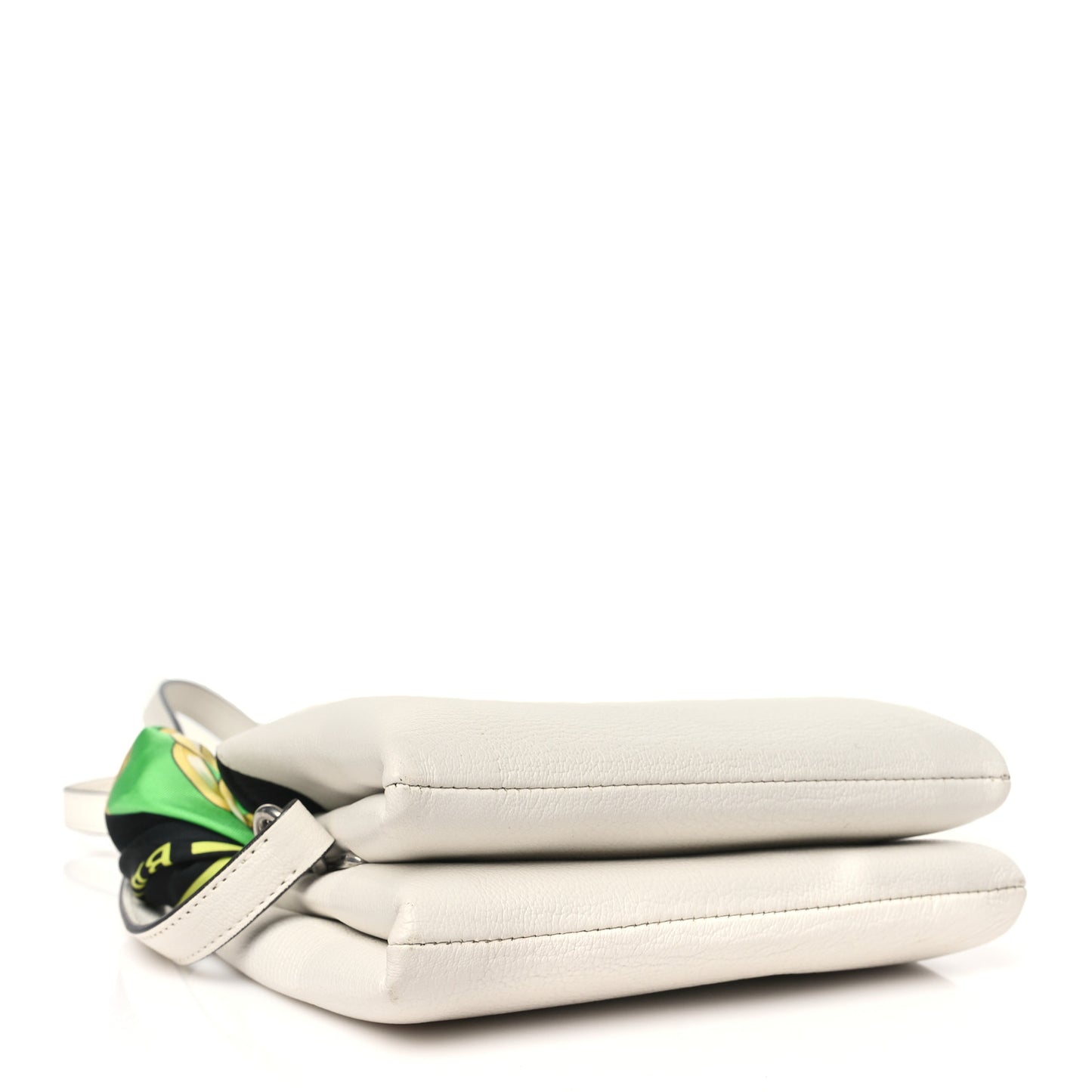 Goatskin XS Flap Scarf Top Handle Bag White