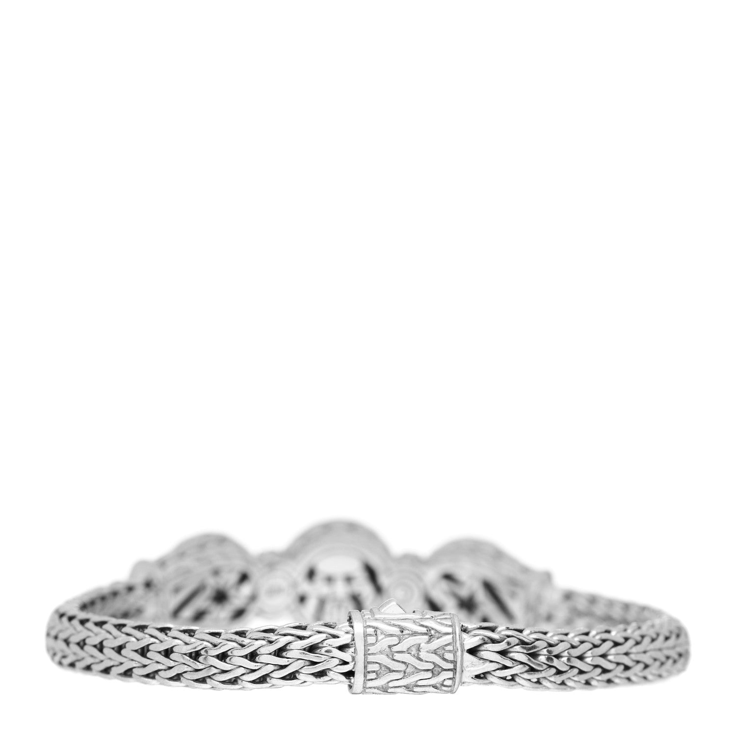 John Hardy Sterling Silver Pave Diamond Round Trio Station Bracelet 2 of 3